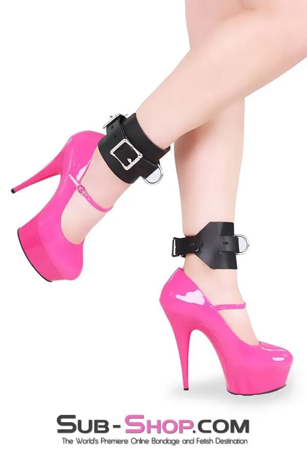 0702A      Deluxe Locking Ankle/Elbow Cuffs, Black Leather
