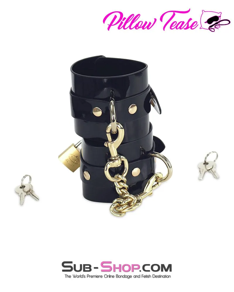 0850DL      Patent Locking Bondage Cuffs with Padlocks and Chain
