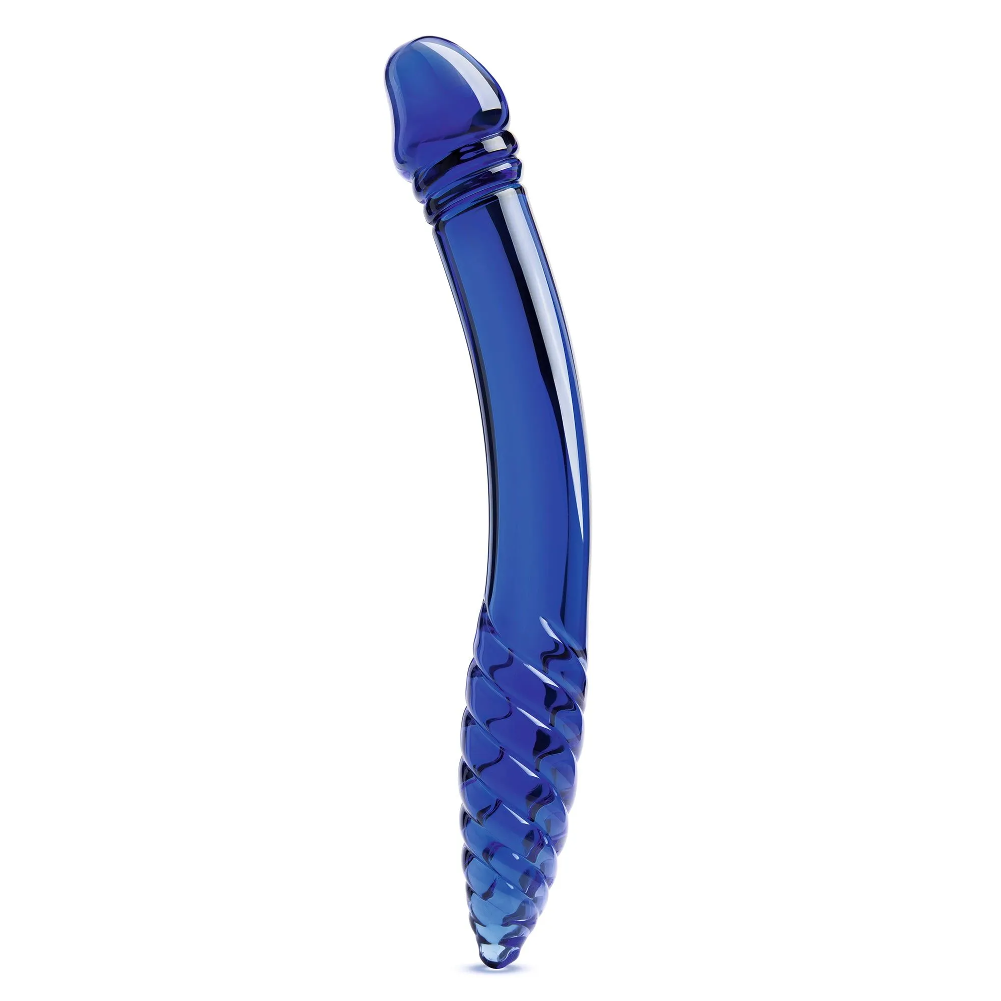 11" Blue Double-sided Ribbed Dildo