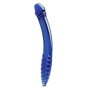 11" Blue Double-sided Ribbed Dildo