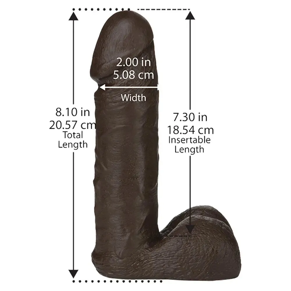 8-inch Doc Johnson Black Realistic Dildo with Veined Detail