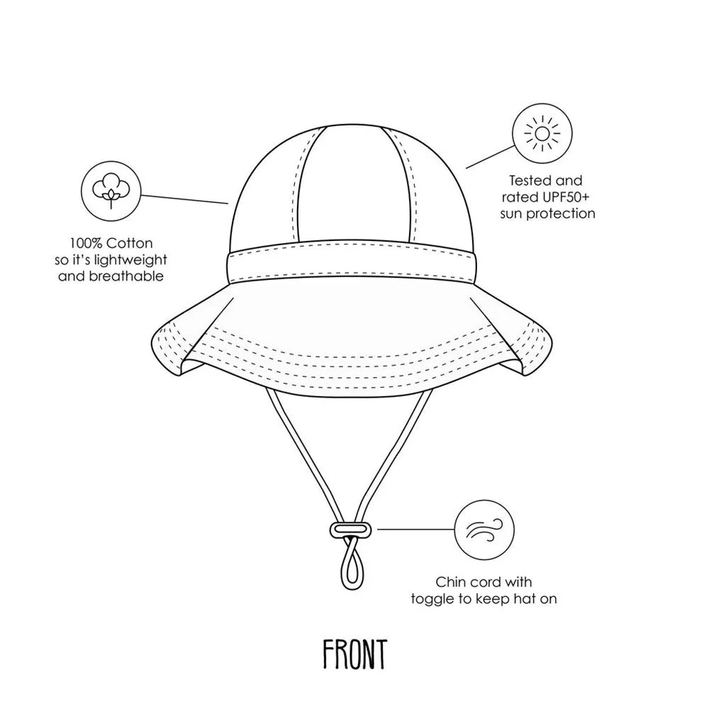 Acorn Kids: Wide Brim Sunhat Flower Field Peach Multi