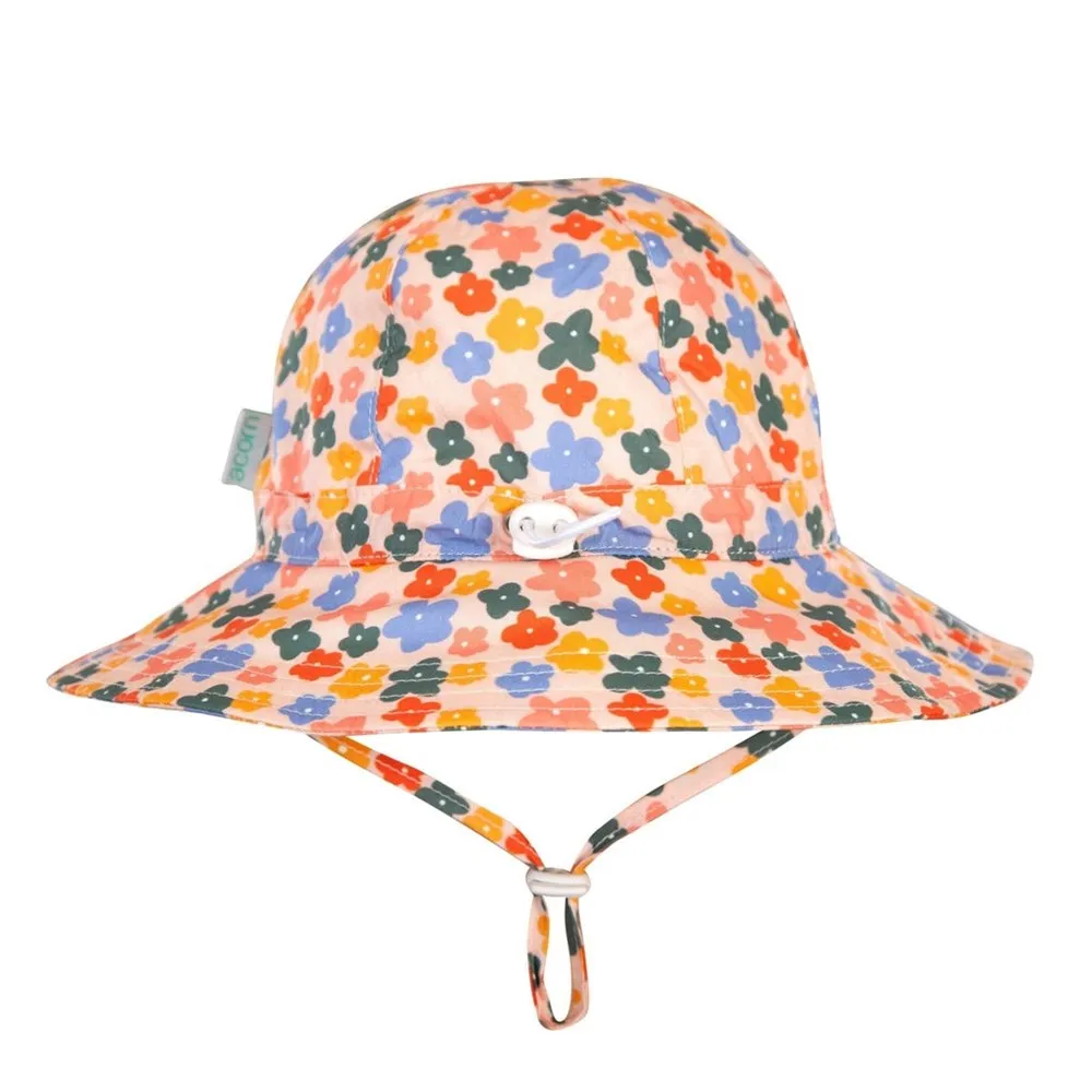 Acorn Kids: Wide Brim Sunhat Flower Field Peach Multi