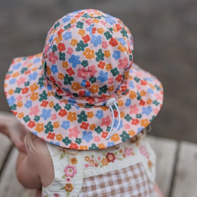 Acorn Kids: Wide Brim Sunhat Flower Field Peach Multi