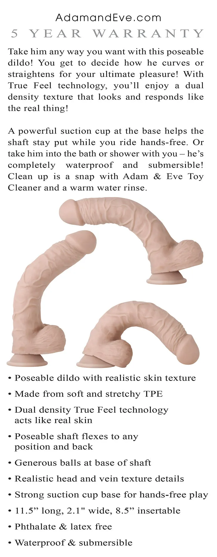 Adam & Eve Poseable True Feel Cock