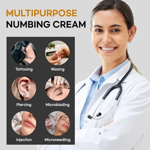Adellina Tattoo Numbing Cream (50g/1.7oz), Painless Tattoo Numbing Cream Extra Strength, Numbing Cream for Tattoos, 6 Hours Maximum Strength, Tattoo Supplies