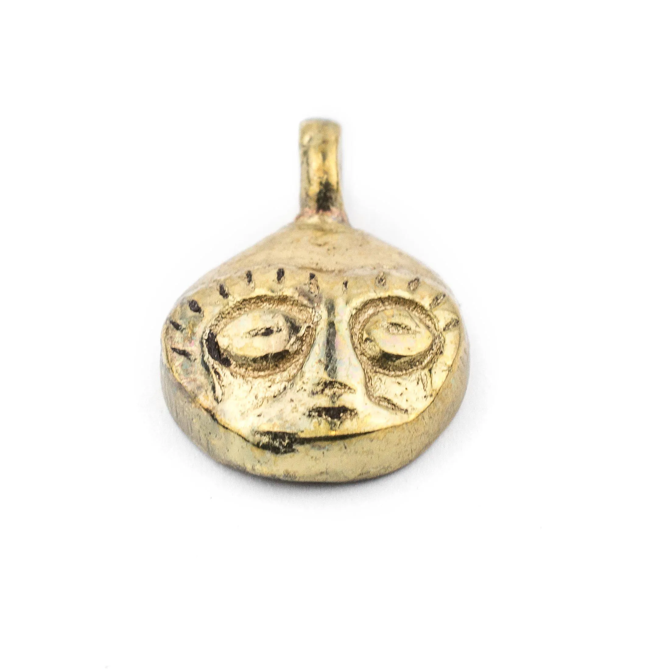 African Brass Mask Charm Pendant (19x14mm)