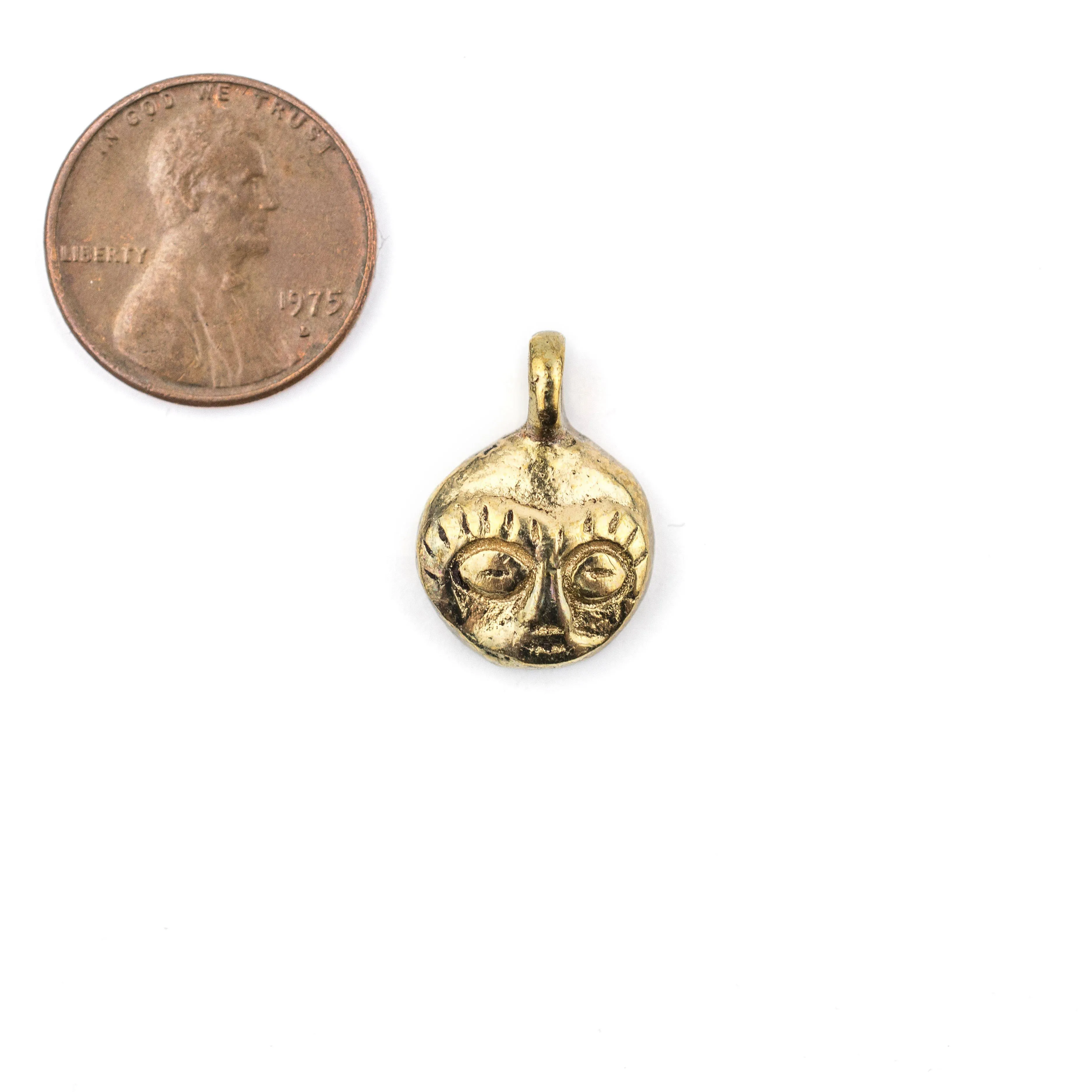 African Brass Mask Charm Pendant (19x14mm)