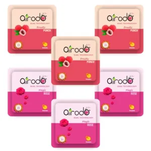 AIRODO Air/Room Freshener Magic Rose, Just Jasmine, Lovely Lavender & Citrus Blast Blocks with long lasting Automatic Fragrance Booster Lasts Up to 30 Days (Pack of 4,50gm)