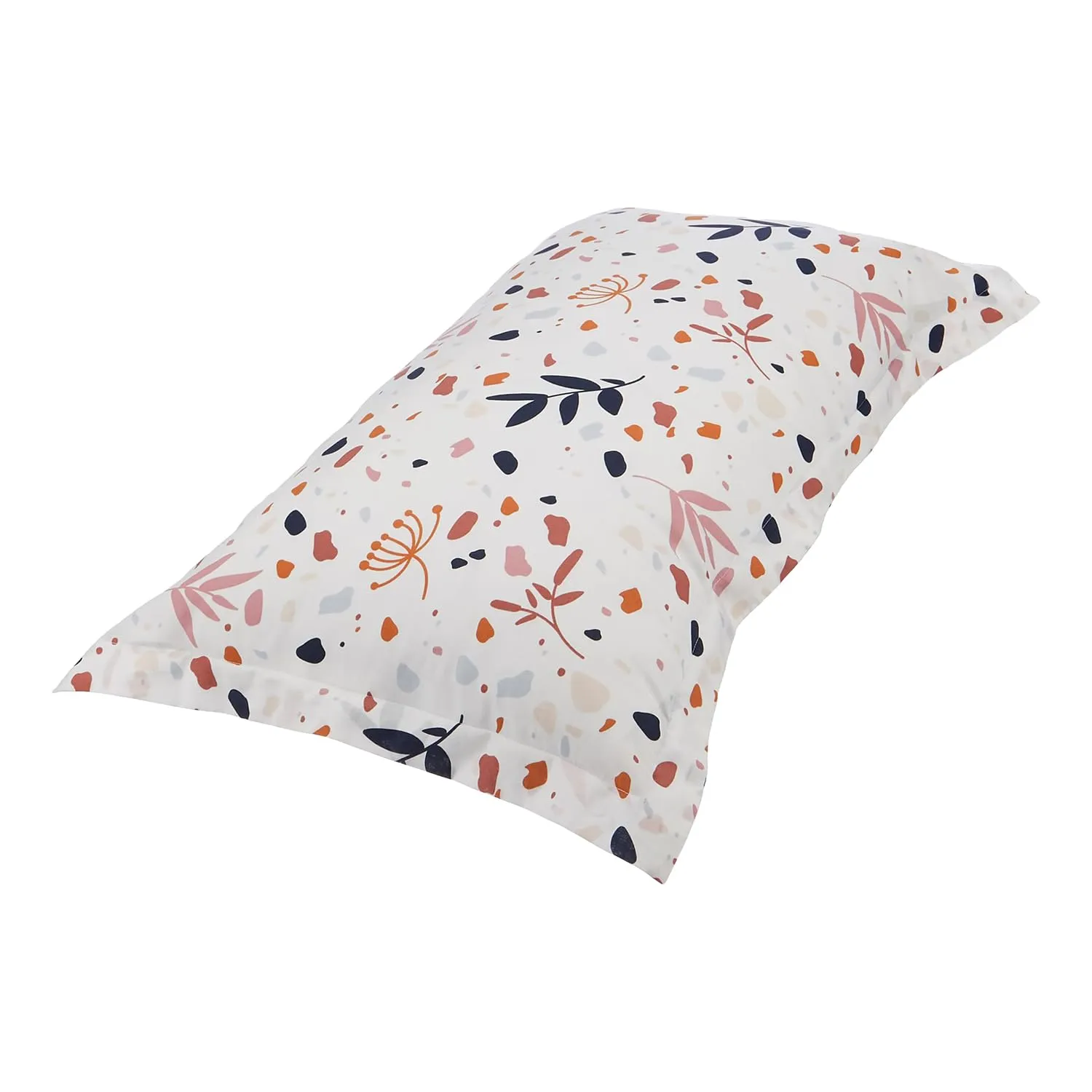 Amazon Brand - Solimo Calico Meadow 144 TC 100% Cotton Single Bedsheet with 1 Pillow Covers, White