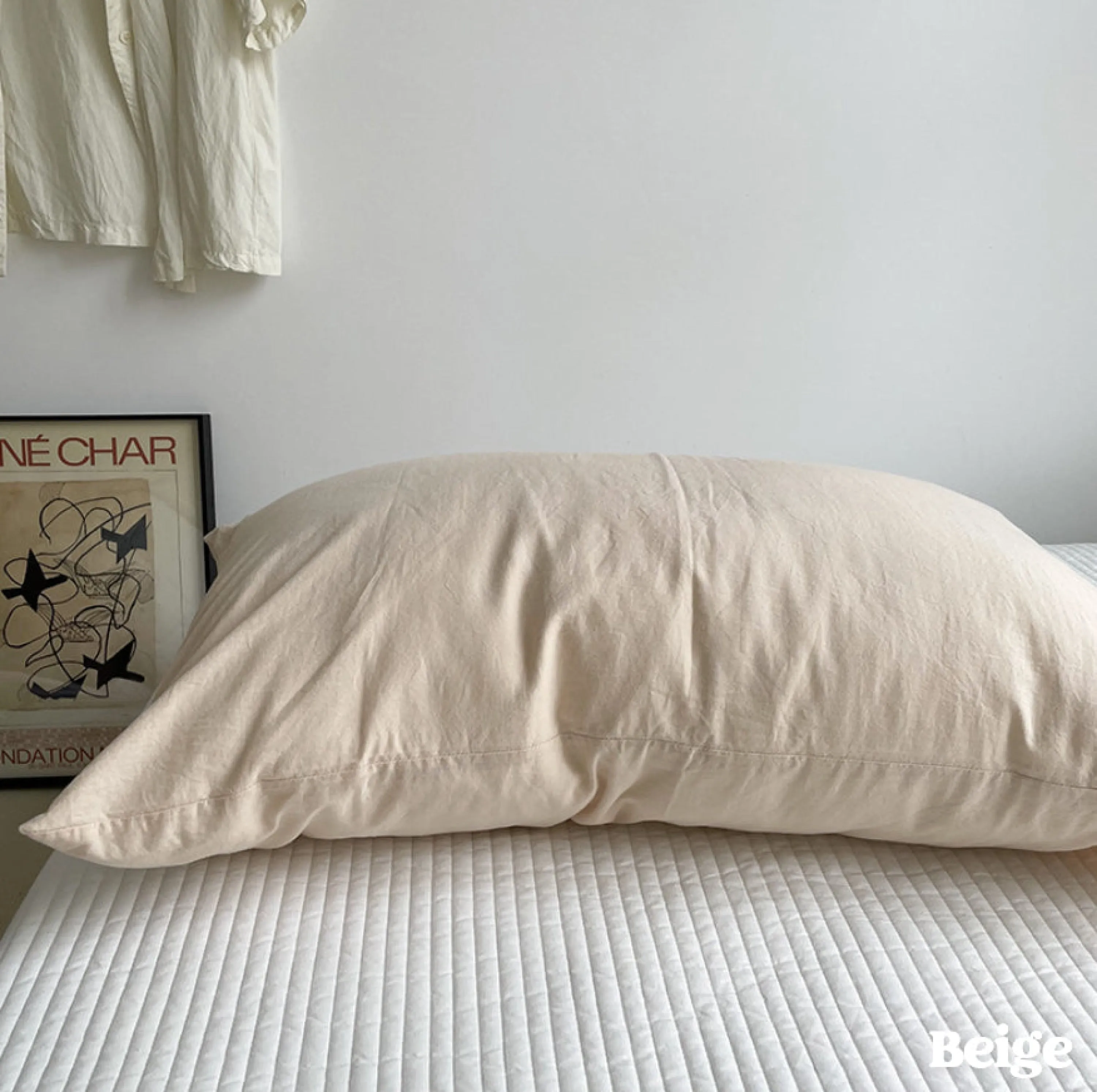 Assorted Washed Cotton Pillowcases / Floral Beige