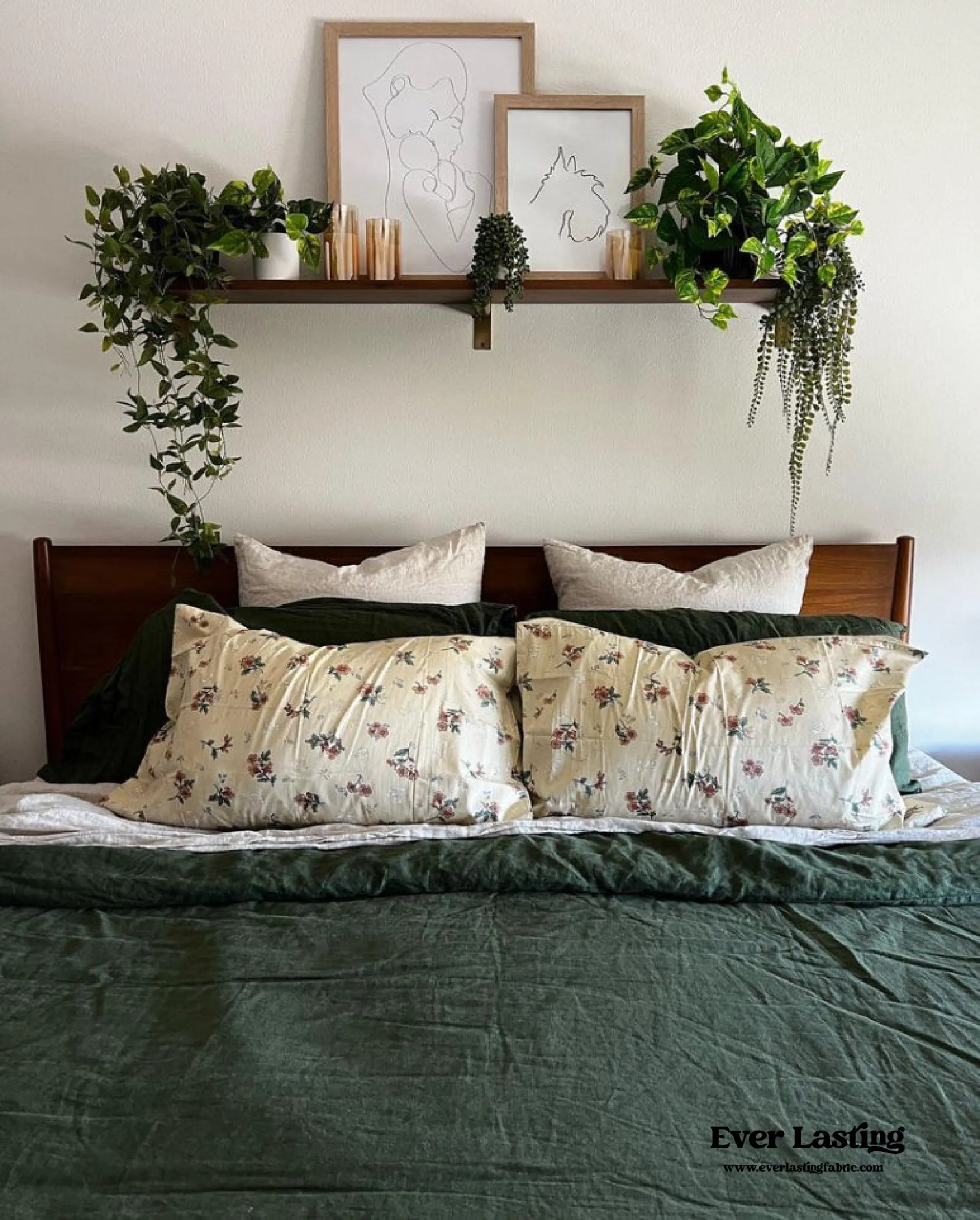 Assorted Washed Cotton Pillowcases / Floral Beige