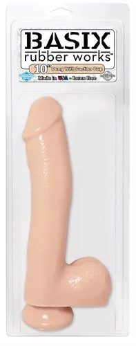 Basix 10 Inch Suction Cup Dildo with Realistic Feel