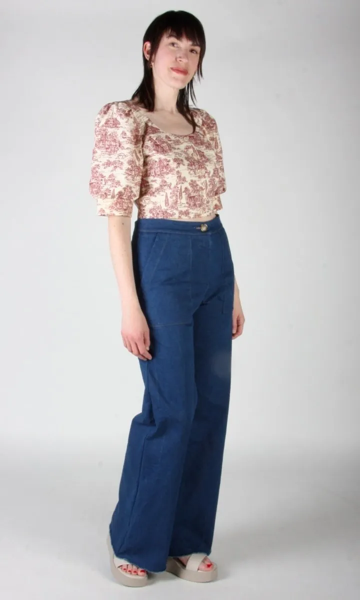 Birds of North America Stonechat Top - Brick Village Toile (Online Exclusive)