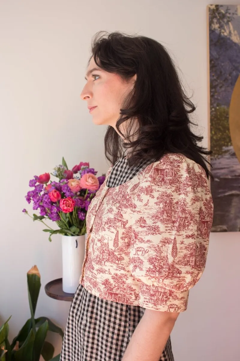 Birds of North America Stonechat Top - Brick Village Toile (Online Exclusive)