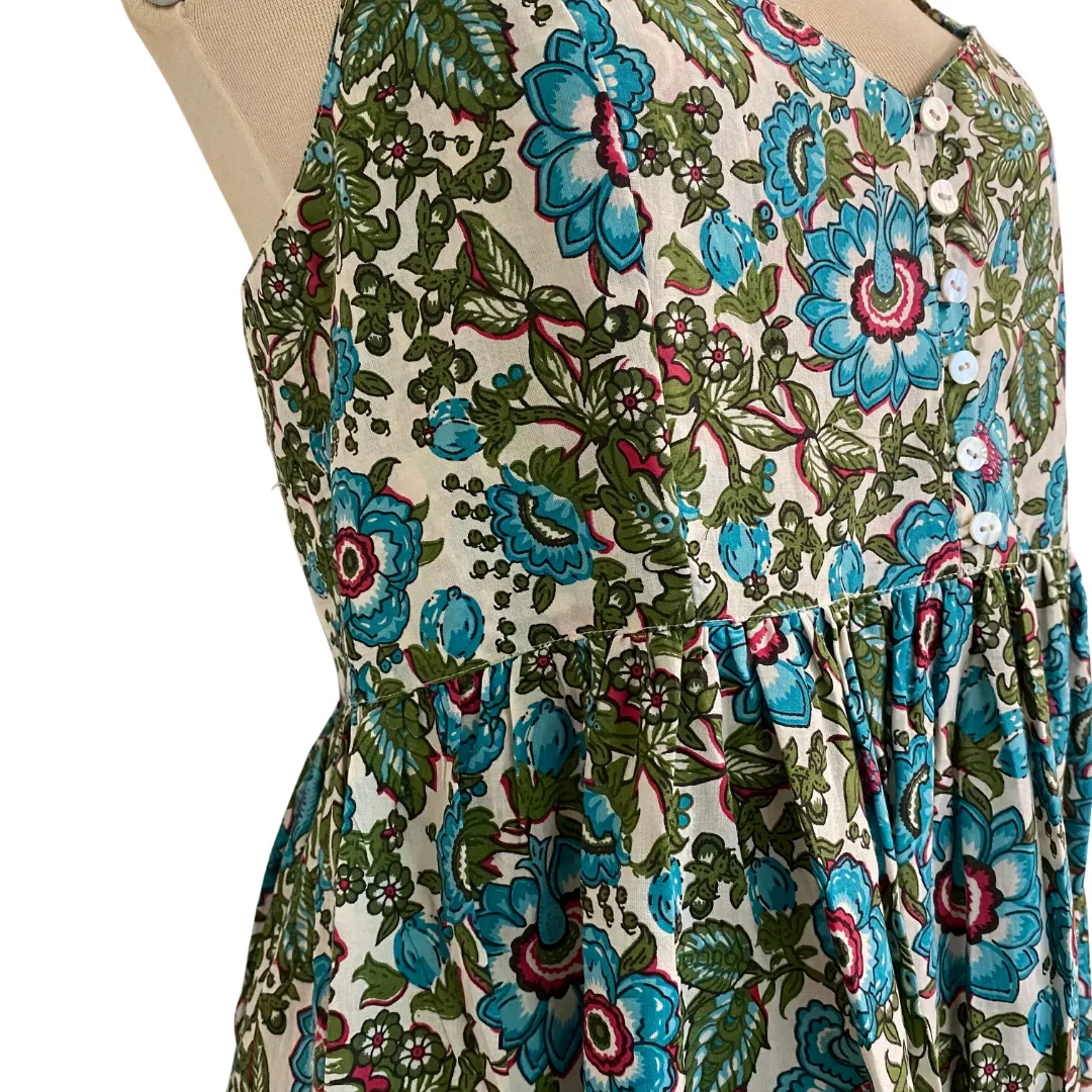 Block Print Sundress Anna Turquoise