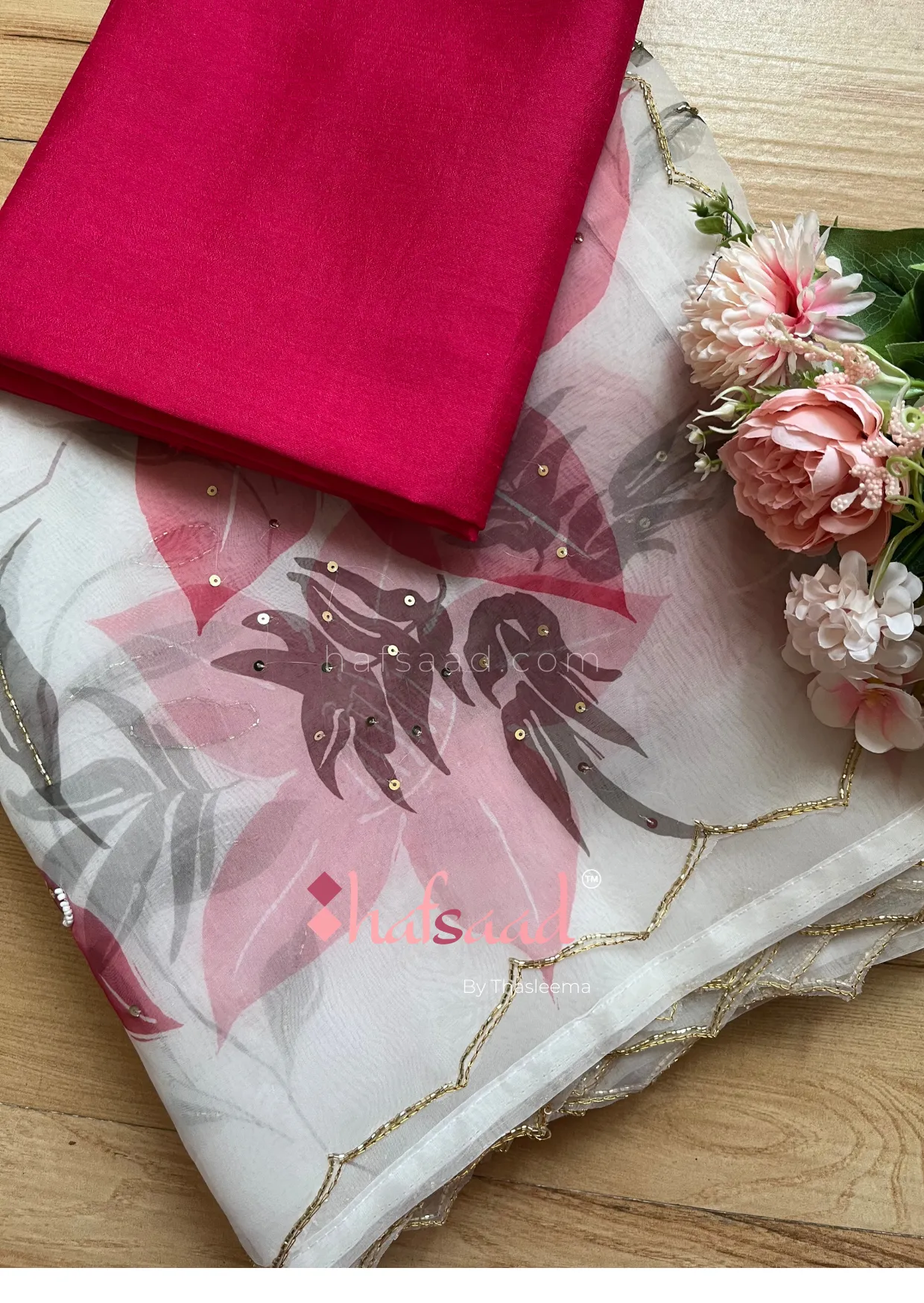 Dear Daisy- Handwork organza saree (Minimal White)