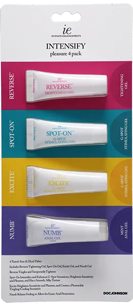 Doc Johnson INTENSIFY Pleasure Gels for Women - 4-Pack Travel Size (0.35oz)