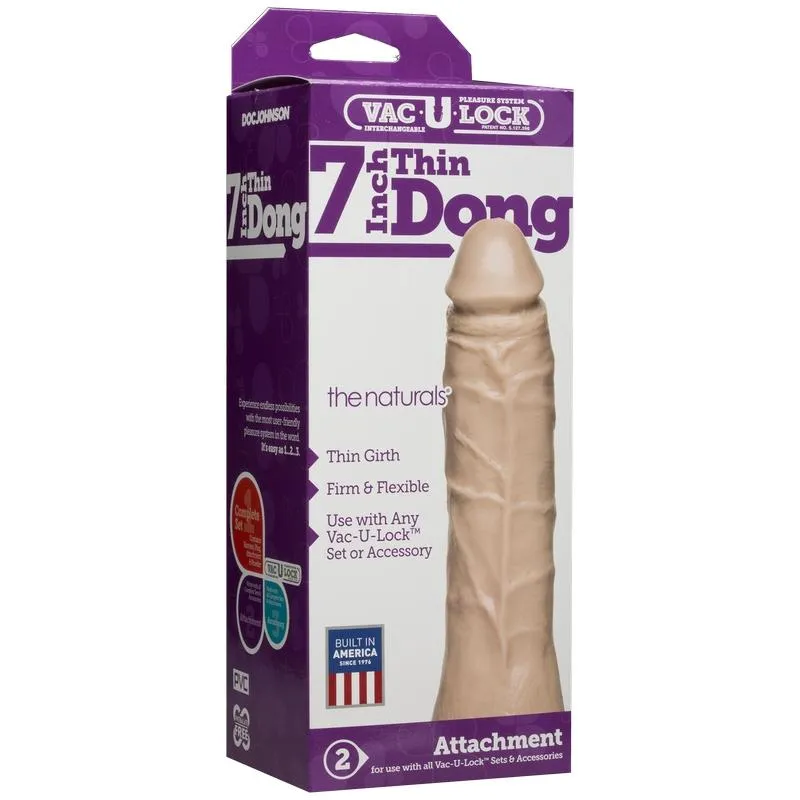 Doc Johnson Thin 7" Natural Dong Vac-u-Lock Vanilla