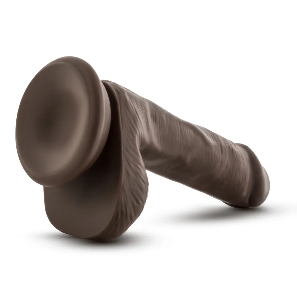 Dr. Skin Plus By Blush® | Realistic Chocolate 6.5-Inch Long Soft Yet Erect & Posable Dildo With Balls & Suction Cup Base