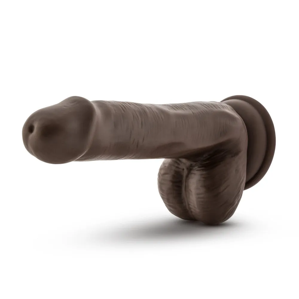 Dr. Skin Plus By Blush® | Realistic Chocolate 6.5-Inch Long Soft Yet Erect & Posable Dildo With Balls & Suction Cup Base