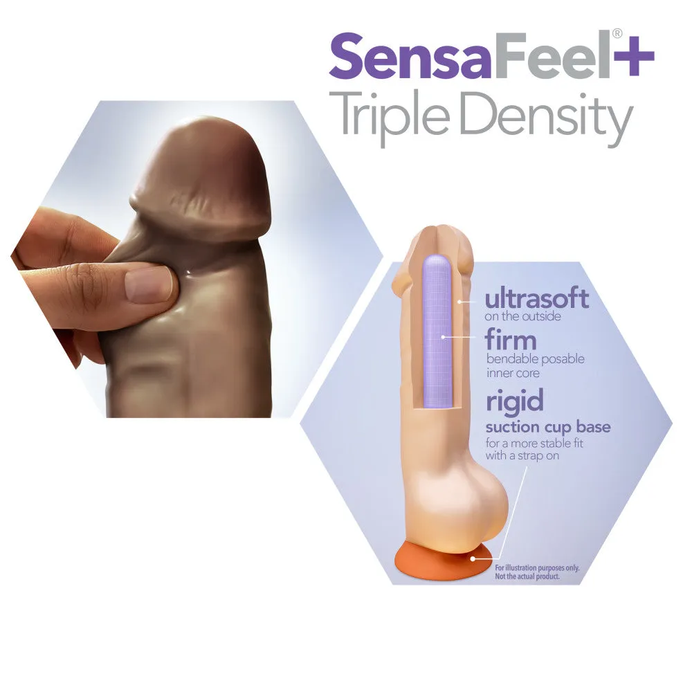 Dr. Skin Plus By Blush® | Realistic Chocolate 8-Inch Long Soft Yet Erect & Posable Dildo With Balls & Suction Cup Base