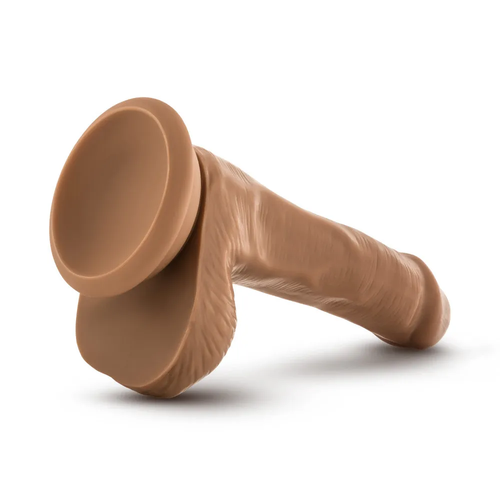 Dr. Skin Plus By Blush® | Realistic Mocha 6.5-Inch Long Soft Yet Erect & Posable Dildo With Balls & Suction Cup Base