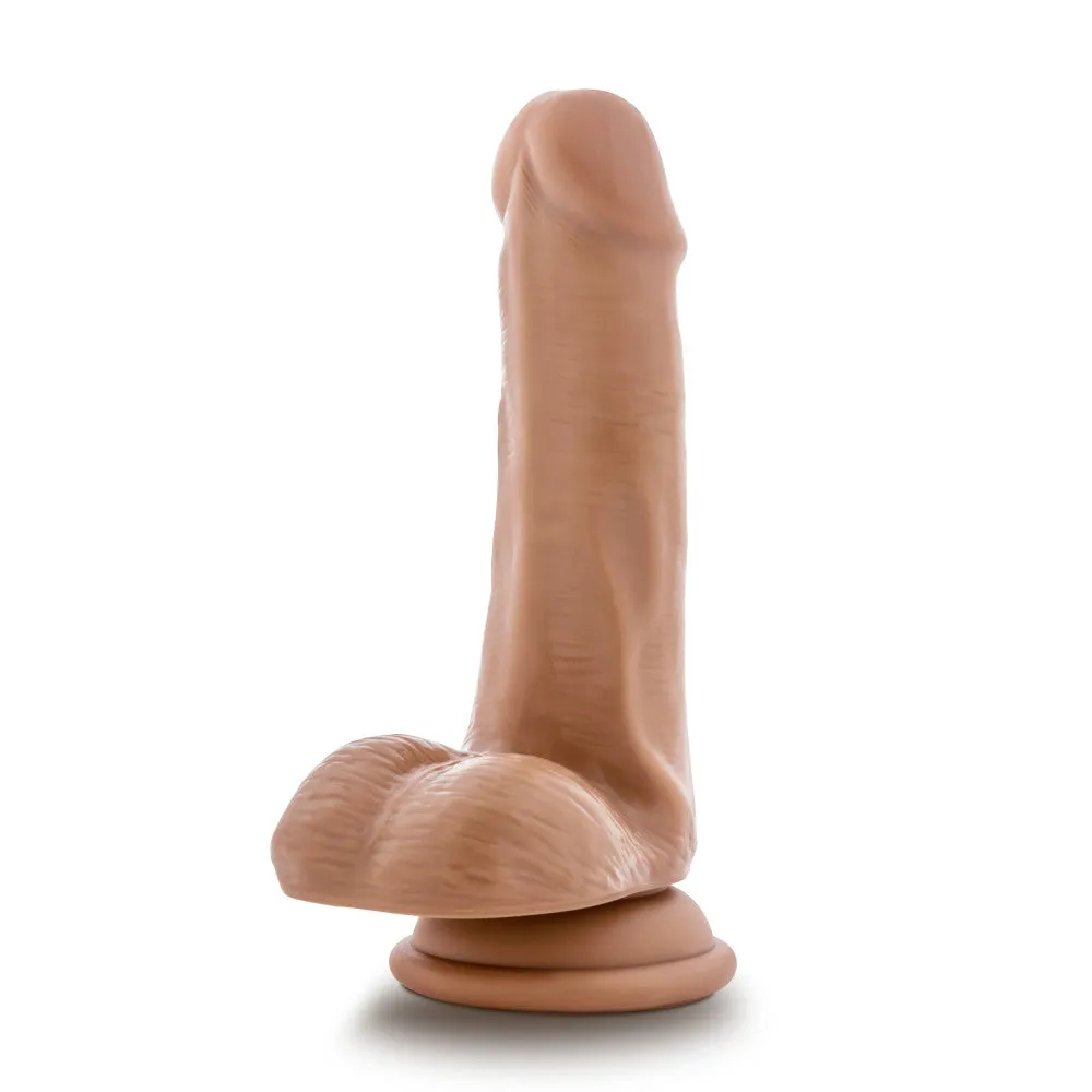 Dr. Skin Plus By Blush® | Realistic Mocha 6.5-Inch Long Soft Yet Erect & Posable Dildo With Balls & Suction Cup Base