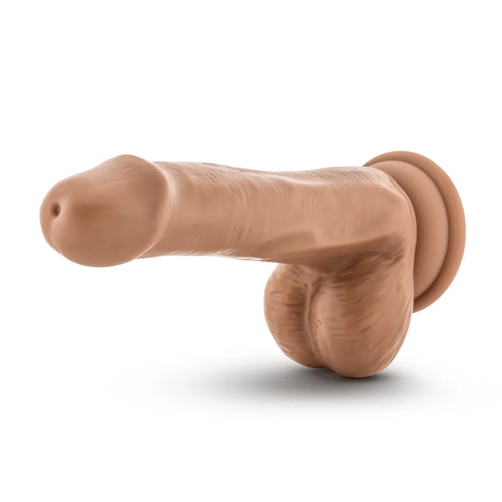 Dr. Skin Plus By Blush® | Realistic Mocha 6.5-Inch Long Soft Yet Erect & Posable Dildo With Balls & Suction Cup Base