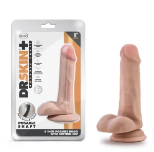 Dr. Skin Plus By Blush® | Realistic Vanilla 6.5-Inch Long Soft Yet Erect & Posable Dildo With Balls & Suction Cup Base