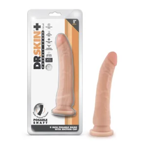 Dr. Skin Plus By Blush® | Realistic Vanilla 9-Inch Long Soft Yet Erect & Posable Dildo With Suction Cup Base