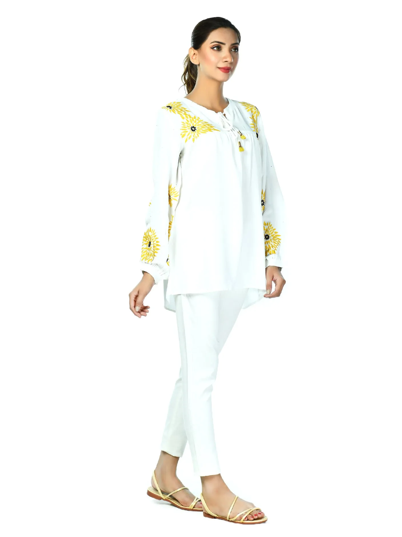 Embroidered White Grip Top