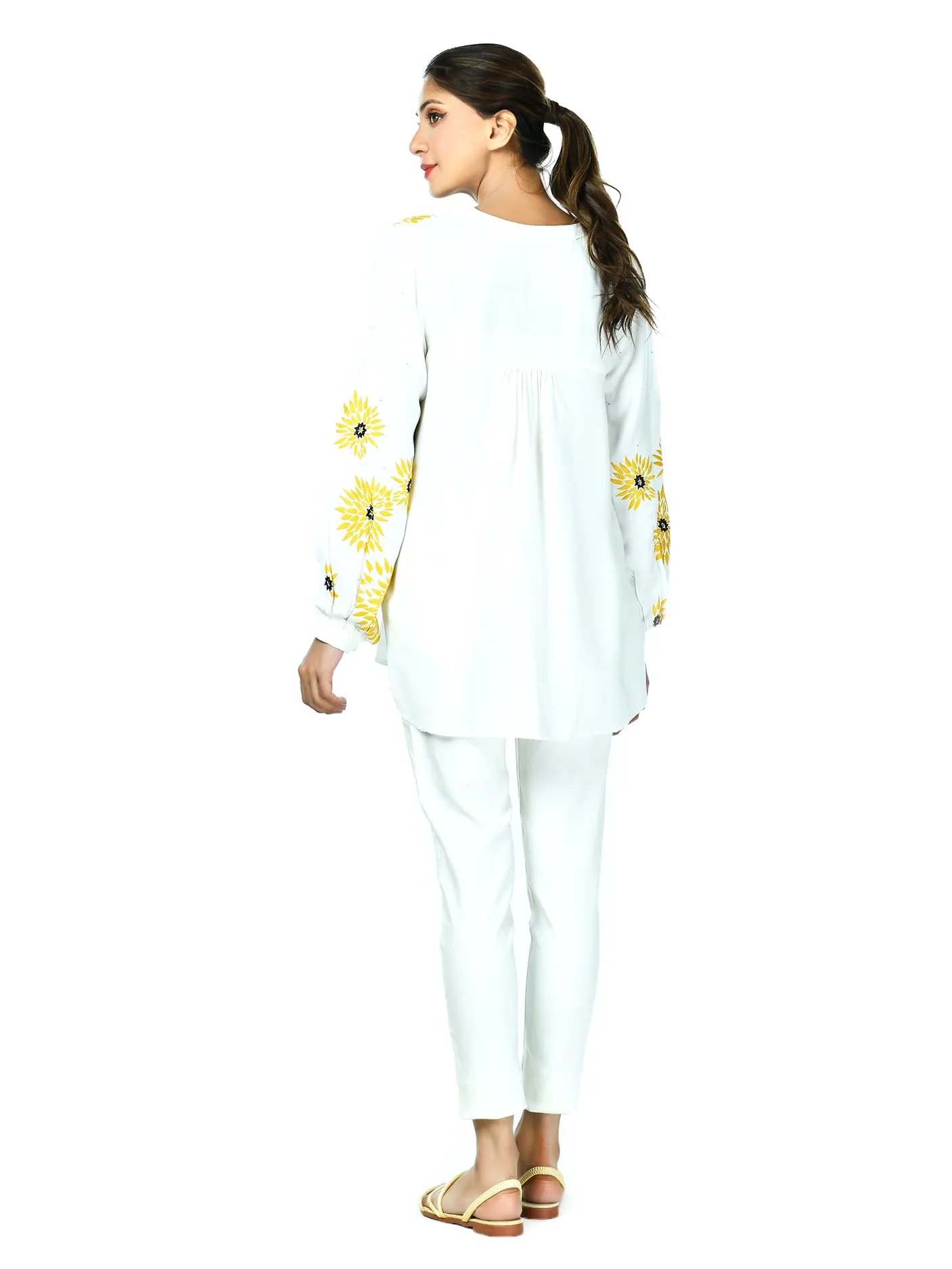 Embroidered White Grip Top