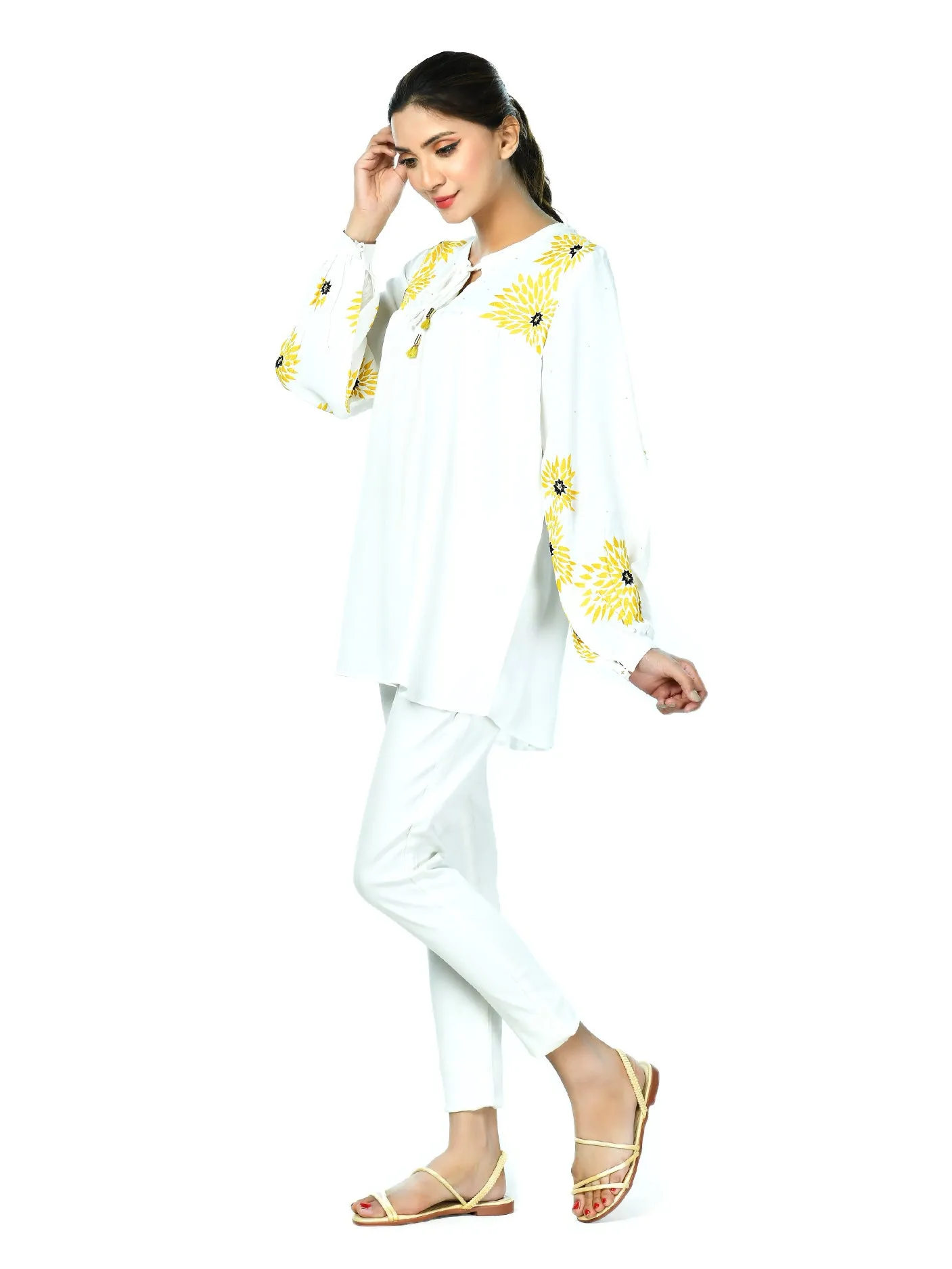 Embroidered White Grip Top
