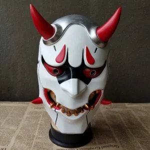 Japanese Oni Demon Mask with Red Horns