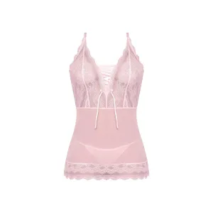 Magic Silk Seabreeze Lace-Up Chemise & G-String Blush