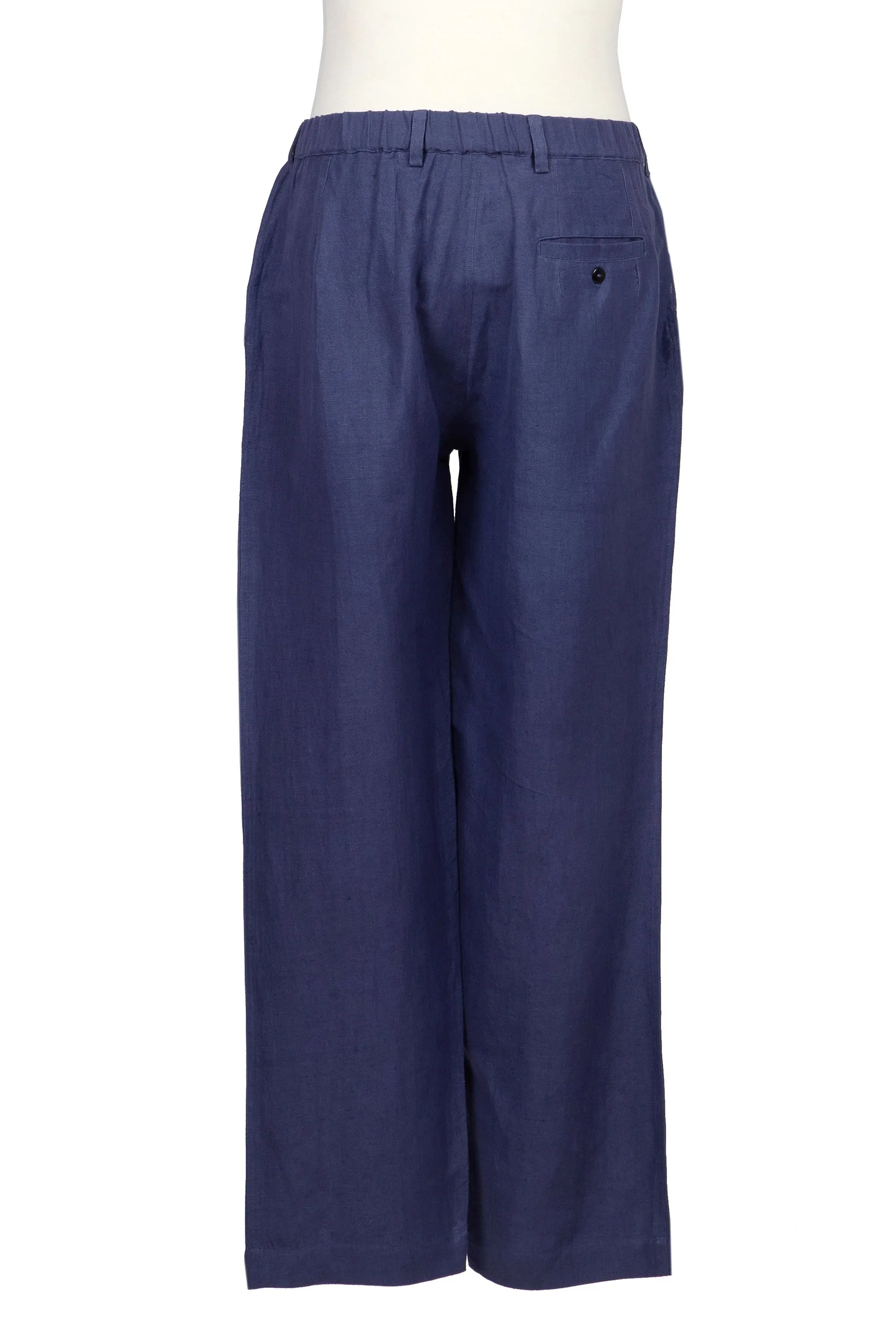 Men's Blue Linen-Blend Pants - Center Stage in Navy | NOVICA