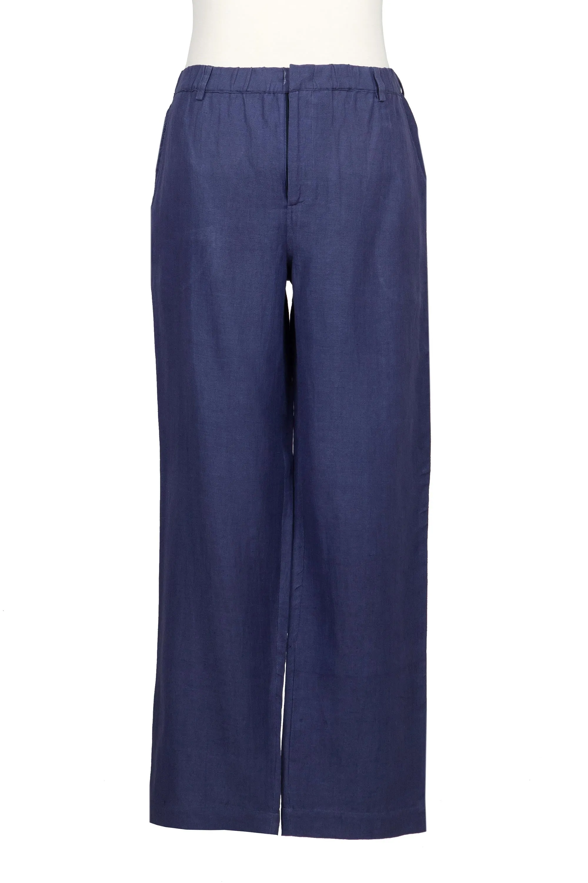 Men's Blue Linen-Blend Pants - Center Stage in Navy | NOVICA