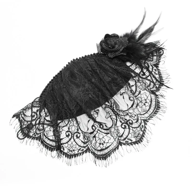 MK025 mysterious sexy ladies floral gothic cotton mask with eyelash lace veil