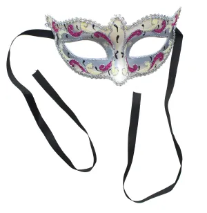 Mona Lisa Eye Costume Mask: Silver/Pink