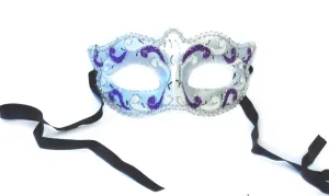 Mona Lisa Eye Costume Mask: Silver/Purple