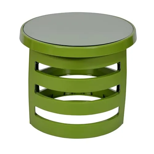 Nilkamal Mystique Center Table with Glass|Ideal for Living Room, Office Reception, Balcony, and Outdoors|Modern Design|Perfect for Serving Snacks and Refreshments (Green)