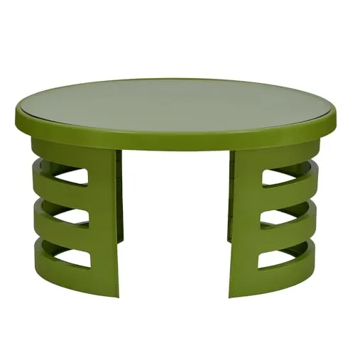 Nilkamal Mystique Center Table with Glass|Ideal for Living Room, Office Reception, Balcony, and Outdoors|Modern Design|Perfect for Serving Snacks and Refreshments (Green)