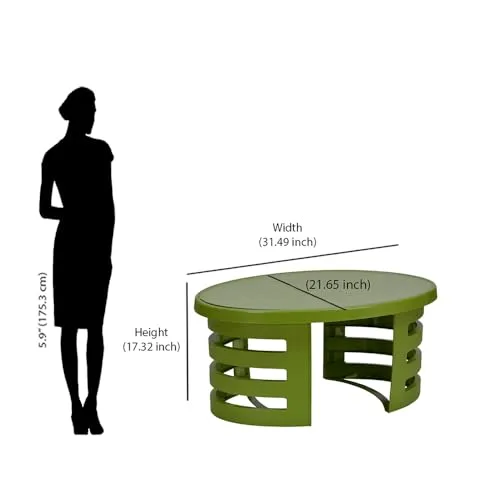 Nilkamal Mystique Center Table with Glass|Ideal for Living Room, Office Reception, Balcony, and Outdoors|Modern Design|Perfect for Serving Snacks and Refreshments (Green)
