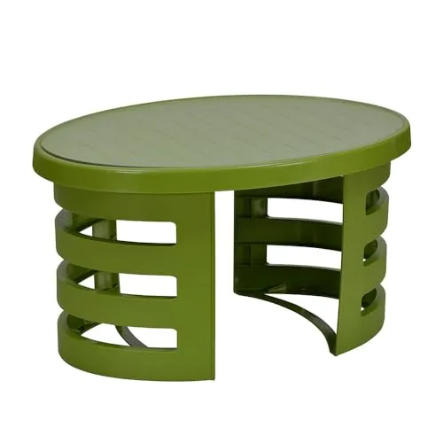 Nilkamal Mystique Center Table with Glass|Ideal for Living Room, Office Reception, Balcony, and Outdoors|Modern Design|Perfect for Serving Snacks and Refreshments (Green)