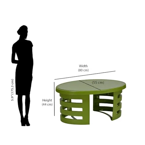 Nilkamal Mystique Center Table with Glass|Ideal for Living Room, Office Reception, Balcony, and Outdoors|Modern Design|Perfect for Serving Snacks and Refreshments (Green)