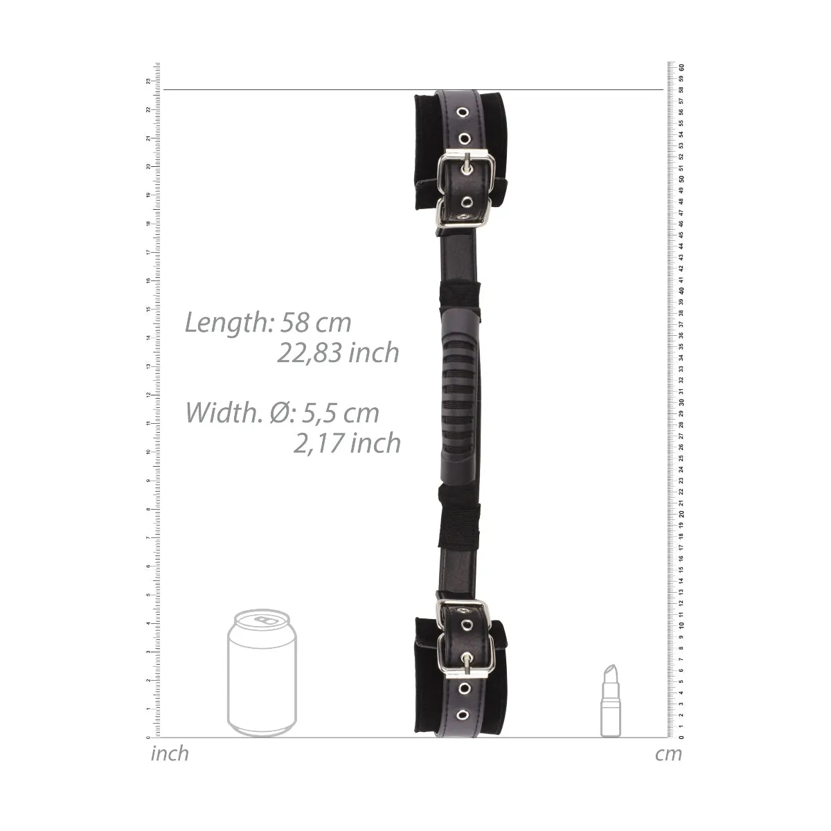 Ouch Bonded Leather Wrist Cuffs With Handle Black