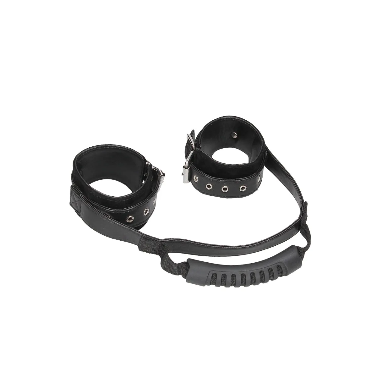 Ouch Bonded Leather Wrist Cuffs With Handle Black