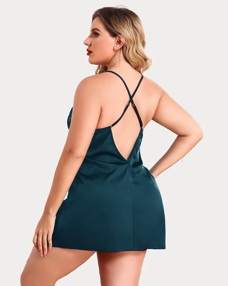 Plus Size Floral Satin Nightgown