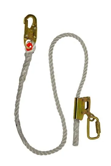 Positioning Rope Lanyards - 6 or 8 ft., Adjustable, Rope Grab, Select Connectors